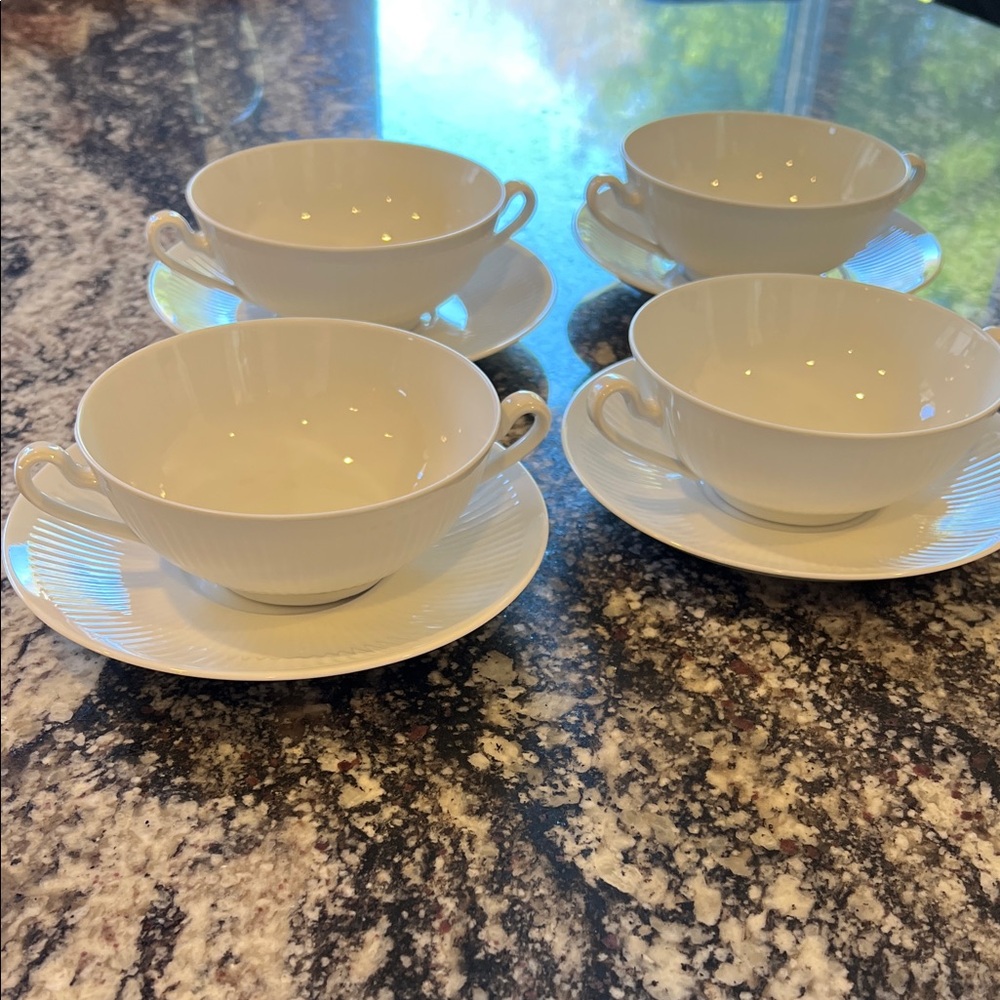 Vintage Royal Copenhagen Cream Soup Bowl & Saucer-Set of 4